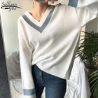 Пуловер женский, Повседневный, с V-образным вырезом, в Корейском стиле, Осень-зима, 2021, 10929