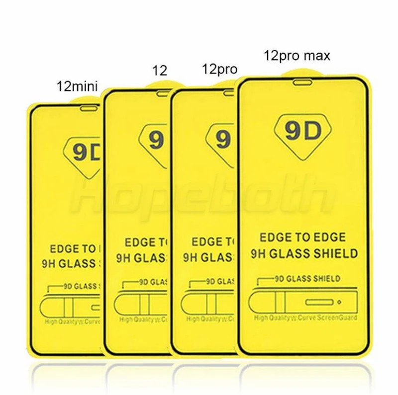 50Pcs 9D Tempered Glass For iPhone 13 12 Mini 11 Pro XR X XS Max Full Cover Screen Protective Glass For iPhone 7 8 6S Plus Film