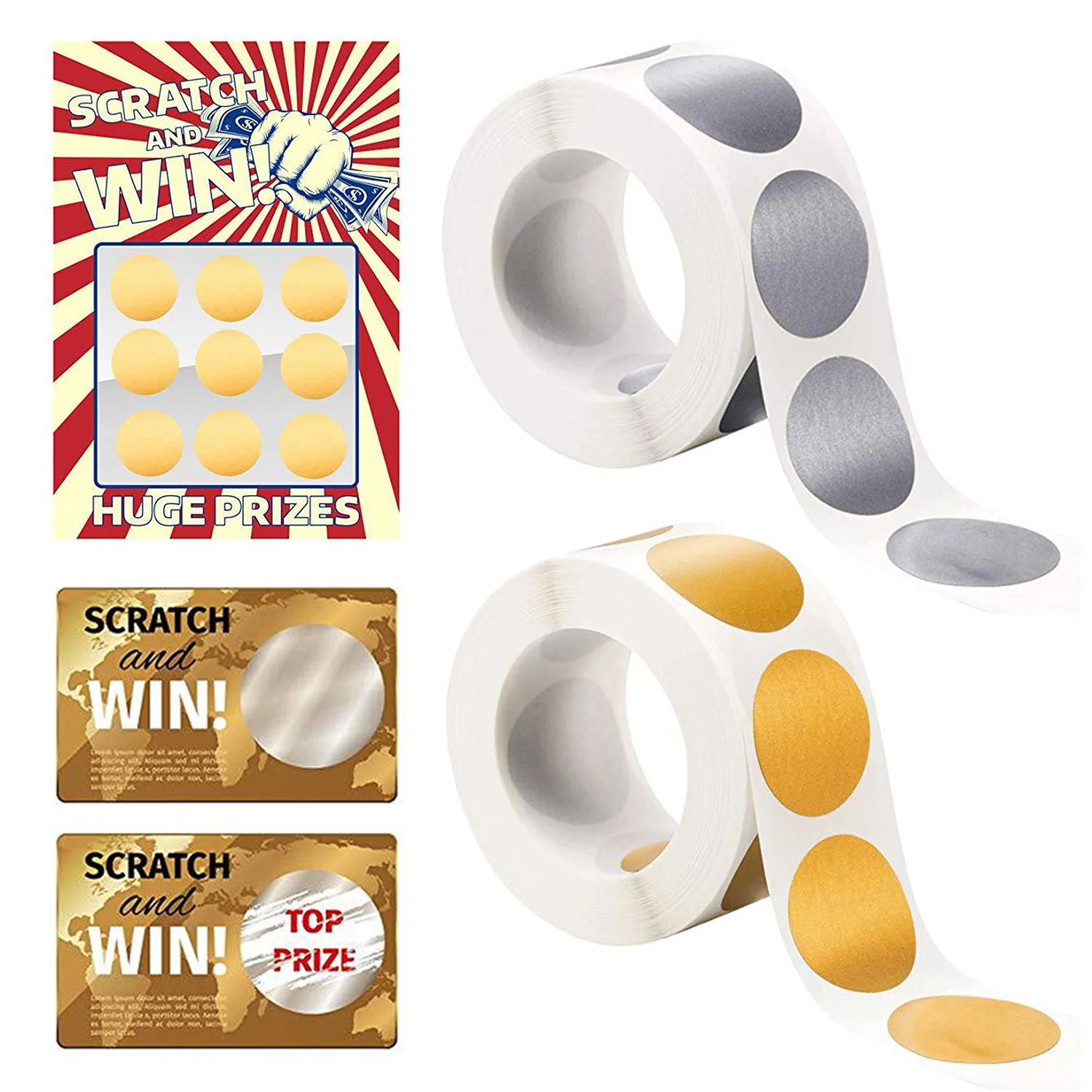 300 шт. 1 дюйм круговой скретч наклейки самоклеящиеся кожуру и палкой DIY Круг