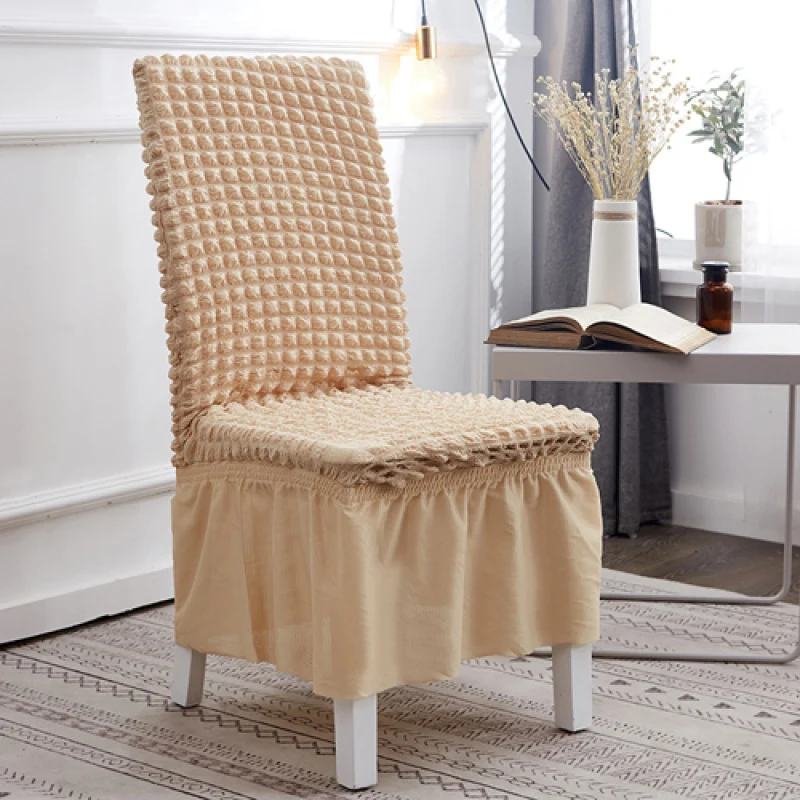 

Jacquard Dining Chair Cover with Skirt Stretchy Universal Slipcovers Removable Furniture Protector For Dining Room Home Banquet