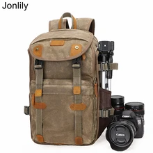 Jonlily Mens Waterproof Canvas Camera Backpack Male Photography Storager Bag Outdoor Travel 15.4 inches Laptop Bag -KG542