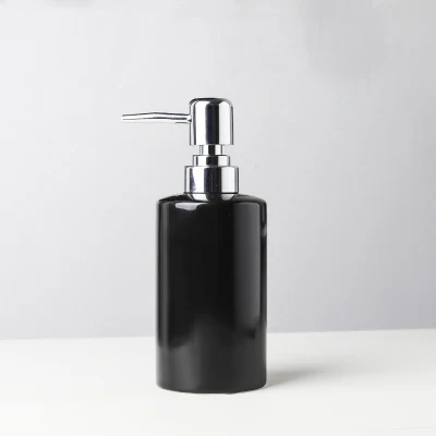 Soap bottle-black Простой черно-белый дозатор для мыла, резервуар для лосьона, домашний гостиничный керамический пресс, гель для душа, бутылка для мыла для рук, набор дозаторов для мыла mx4121545 - Цвет: Soap bottle-black