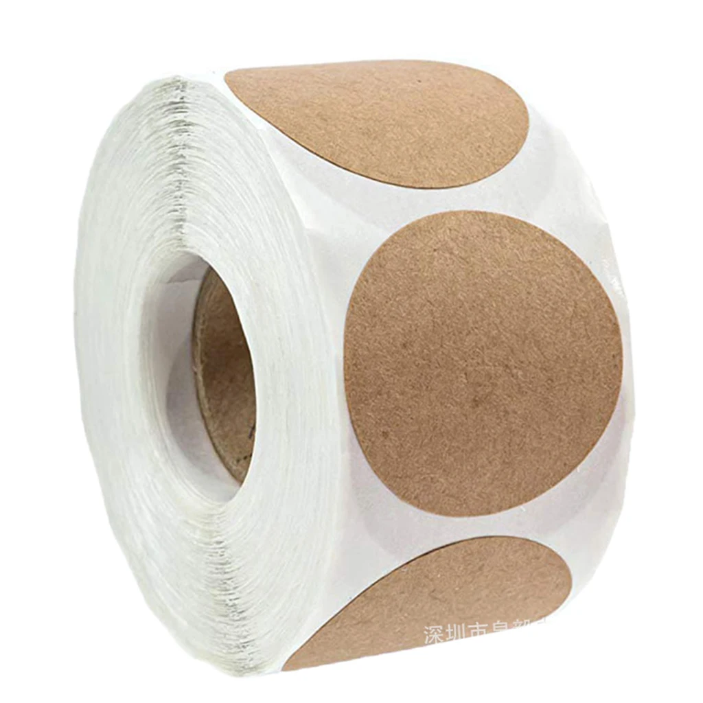 1 рулон круглых натуральных крафт самодельных пустых самоклеящихся наклеек
