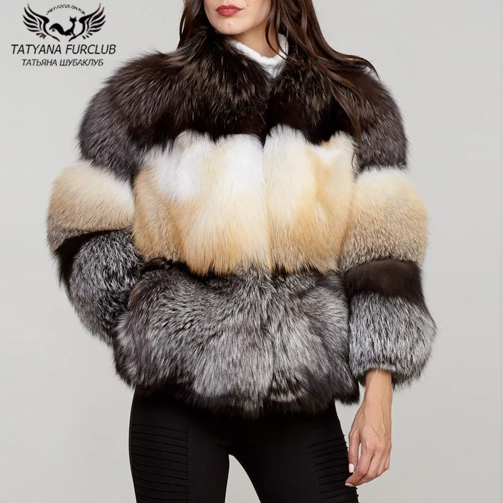 Женская Шуба из цельного натурального меха Толстая теплая шуба Лисьего зимняя