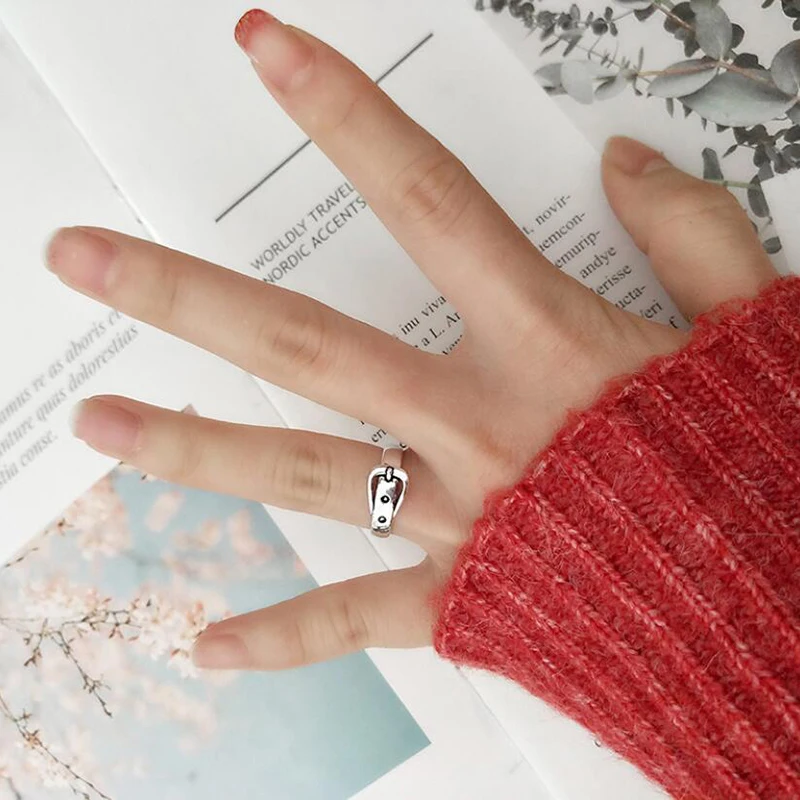 

Silver Color Belt Buckle Pattern Finger Rings for Women Minimalist Design Jewelry Accessories