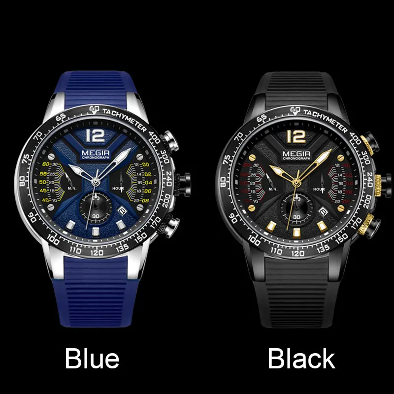 Часы наручные MEGIR Мужские кварцевые с хронографом спортивные роскошные