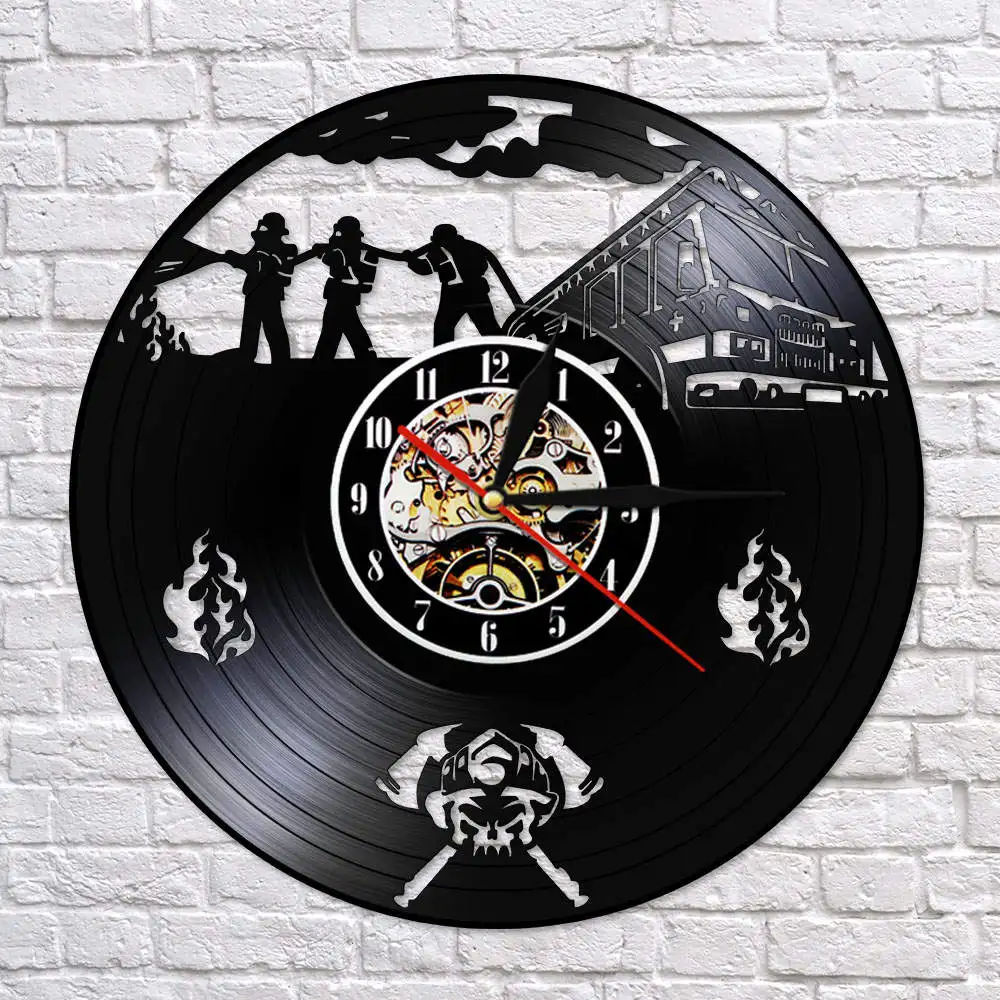 Виниловые настенные часы для пожарного отдела современные винтажные