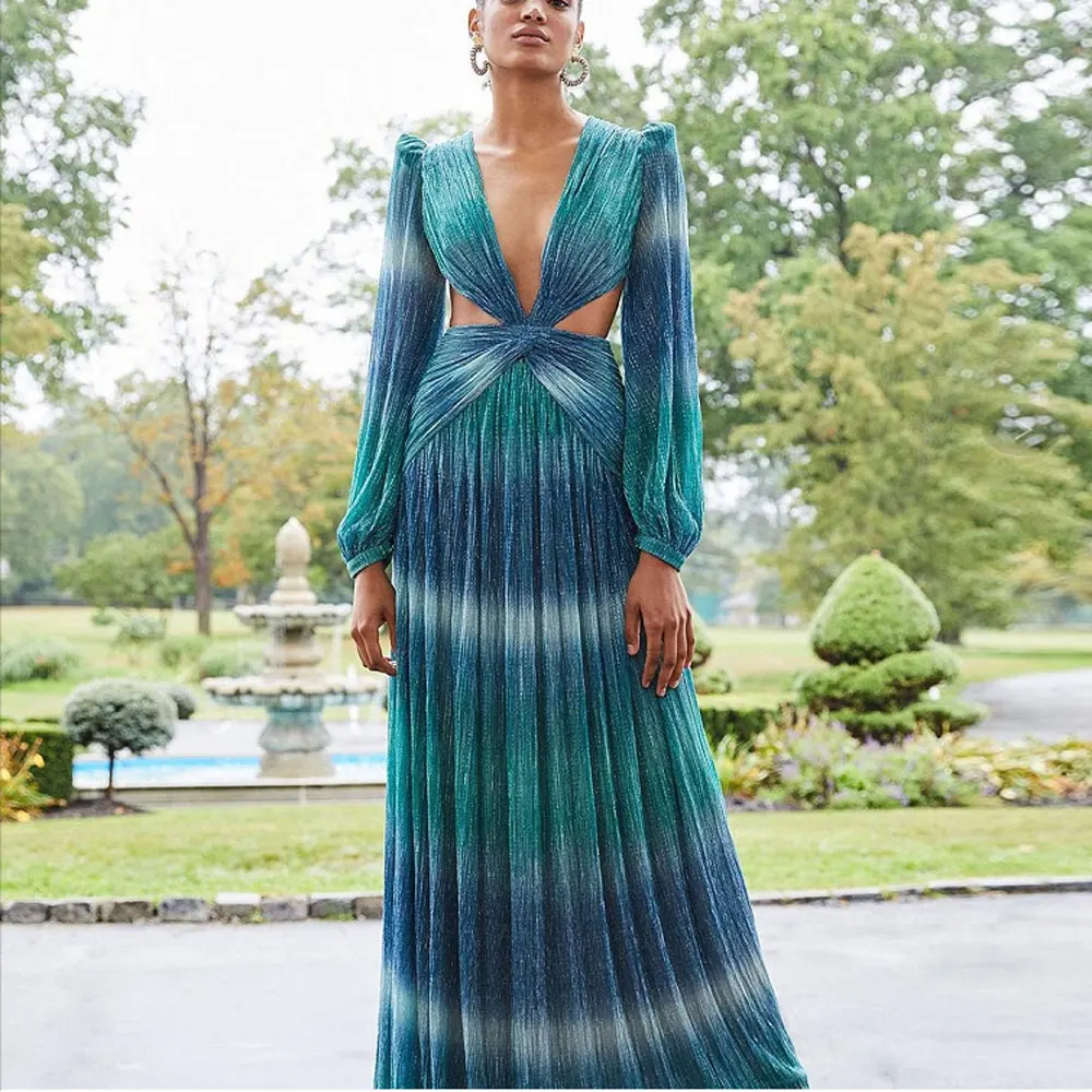 

2021 Sexy V-Neck Backless Hollow Out Dress Summer Women Lantern Sleeve Club Party Beach Wear Long Dresses Swim Cover Up