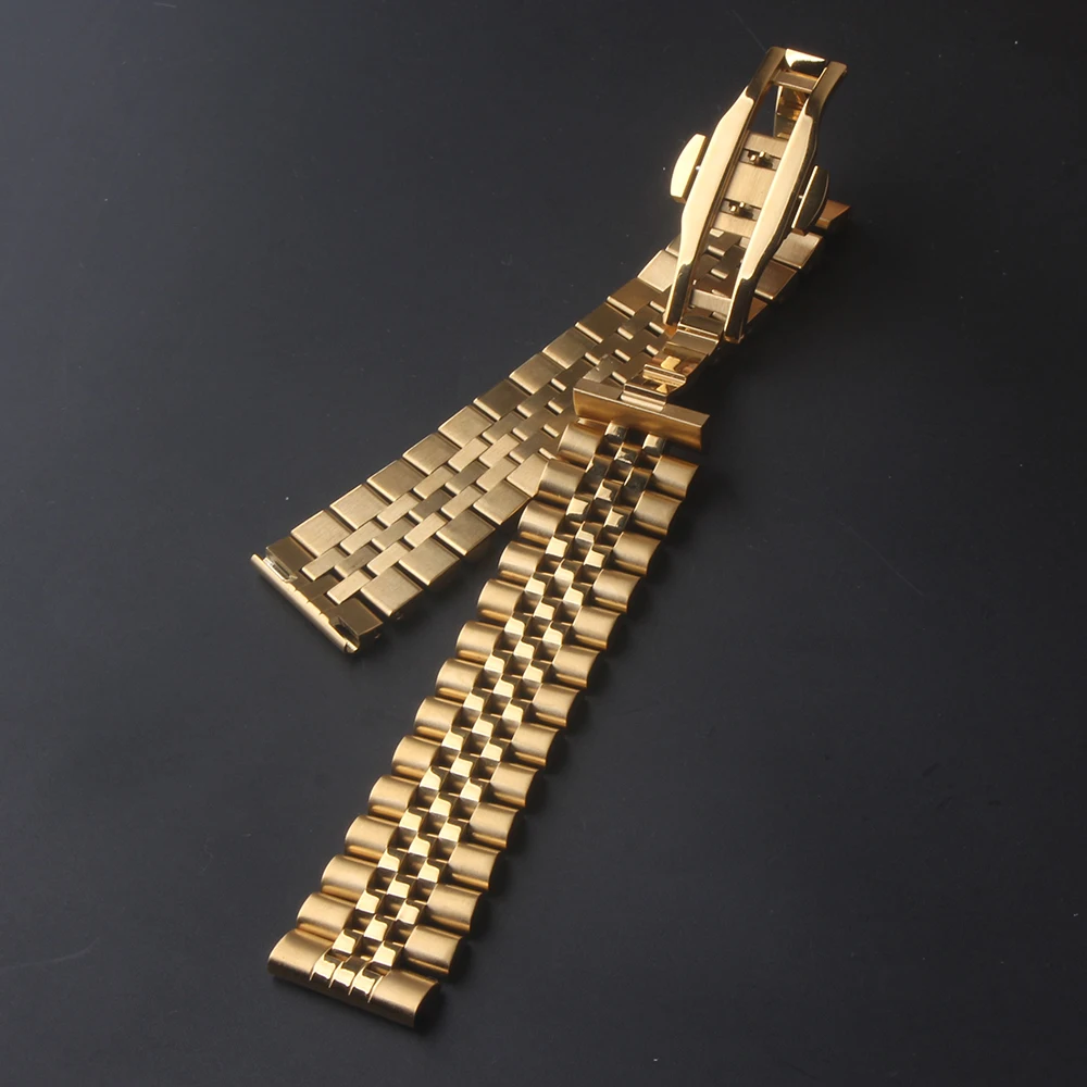 

Silver Gold Rosegold Watchbands Straps curved ends Watch Accessories 16mm 17mm 18mm 19mm 20mm 21mm 22mm brand Style Wristbands