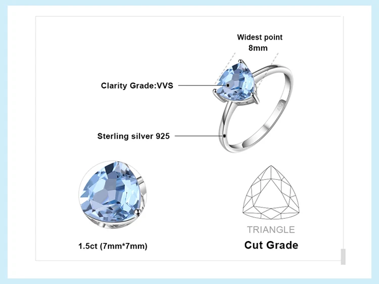 Jewelrypalace трлн 1.5ct Природный Голубой топаз камень пасьянс кольцо Pure стерлингового серебра 925 модный бренд ювелирных