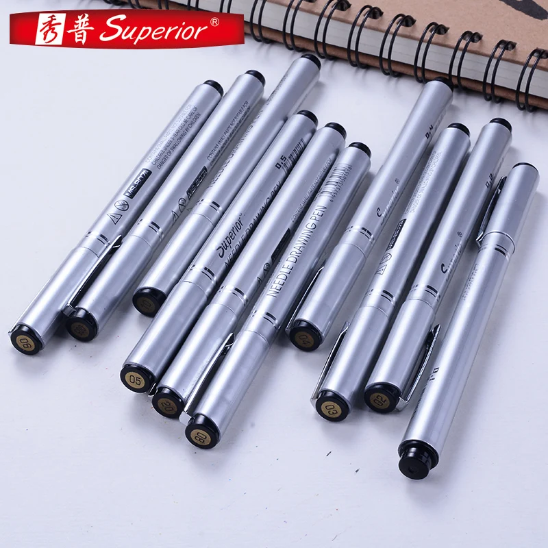 Улучшенные водонепроницаемые художественные маркеры 10 шт. черный цвет тонкий