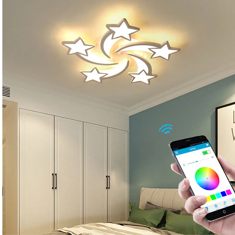 $31.68 Modern New LED Chandelier Stars Living Room Lighting Supports Remote Control APP Bedroom LED Ceiling Lights