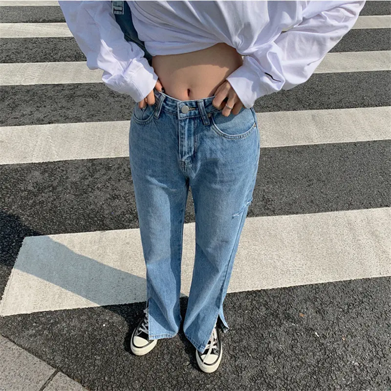 WICCON весенние тонкие корейские напольные брюки ковбойские 2021 раздельные женские