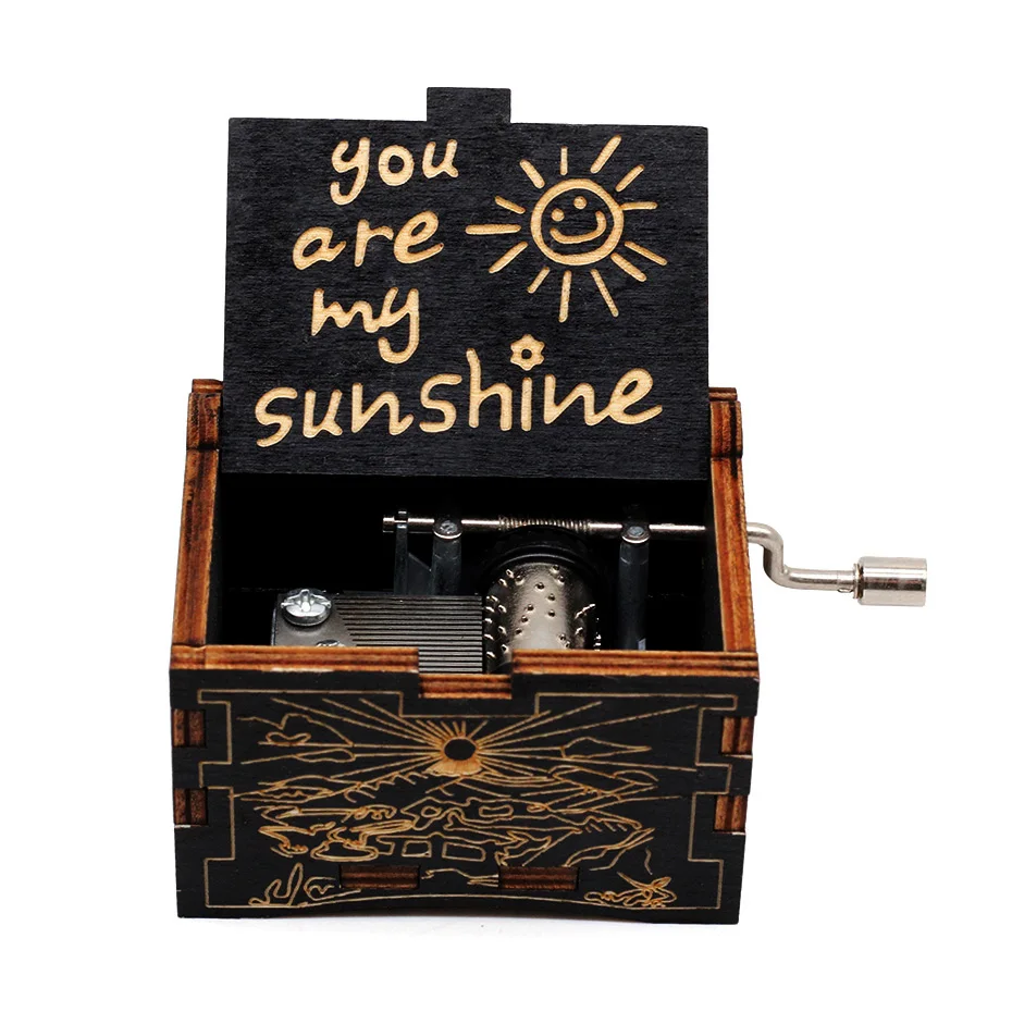 Античный резной деревянный ручной Кривошип Caja De Musica You Are MY Sunshine Music