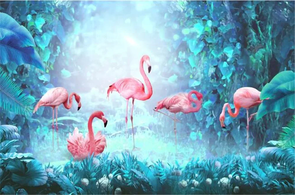 

milofi factory custom wallpaper mural 3D Nordic modern tropical rainforest flamingo background wallpaper mural