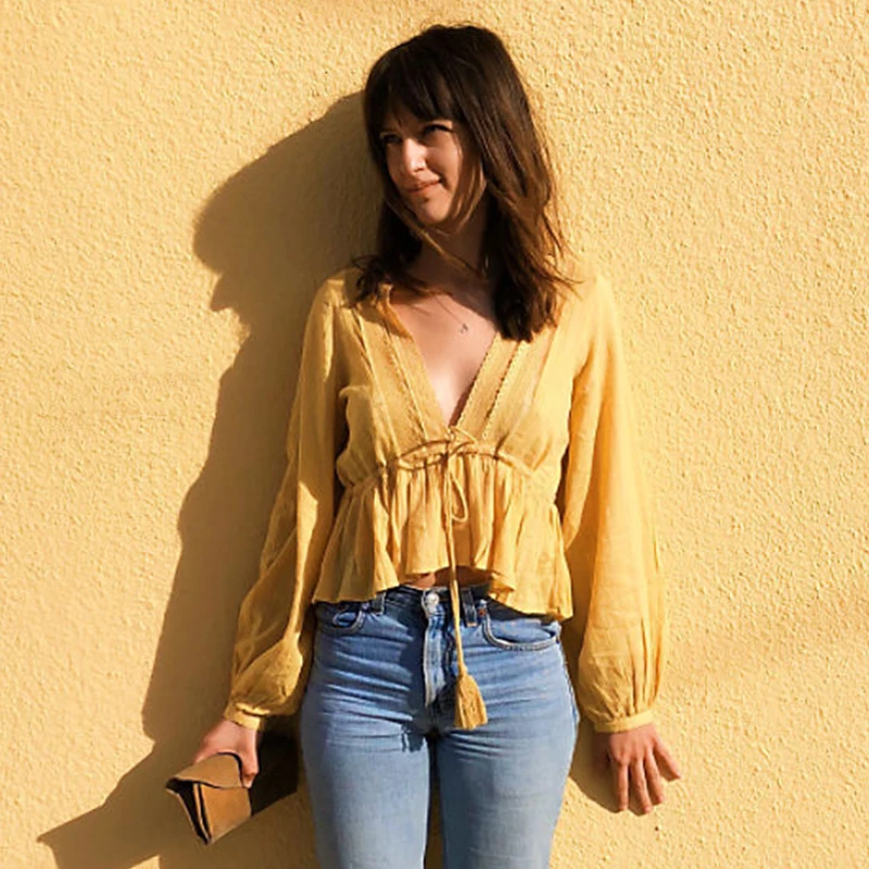 2019 Женская знаменитая брендовая Милая Сексуальная кружевная полая блузка с