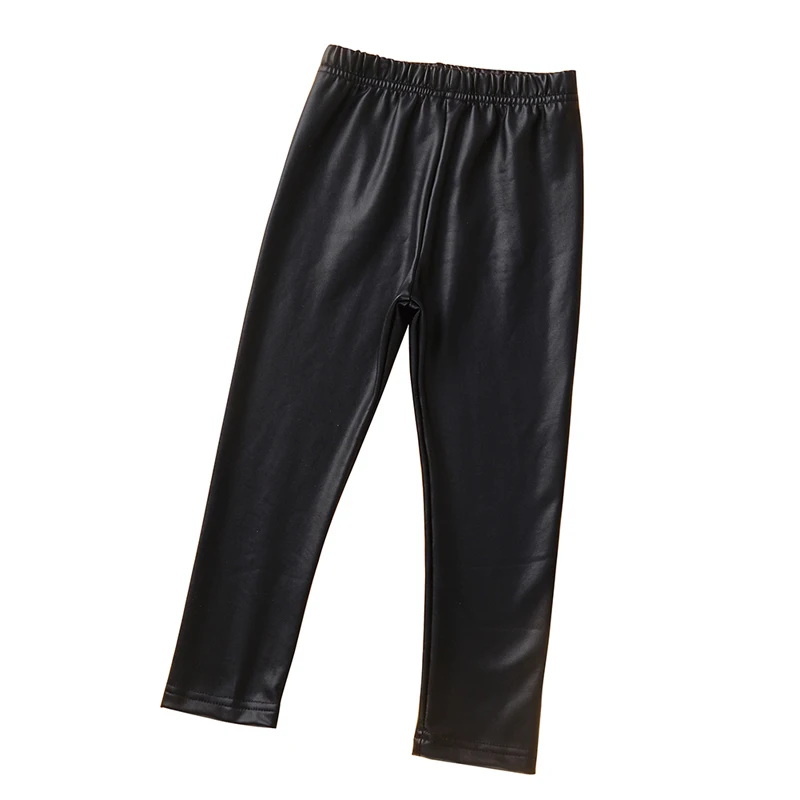 

Детские штаны Pudcoco, длинные однотонные обтягивающие кожаные брюки-карандаш с высокой эластичной талией