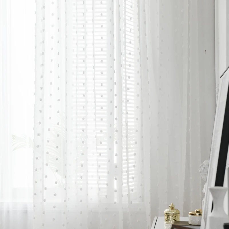 Белая занавеска из хлопчатобумажной пряжи с вышивкой для окна в скандинавском