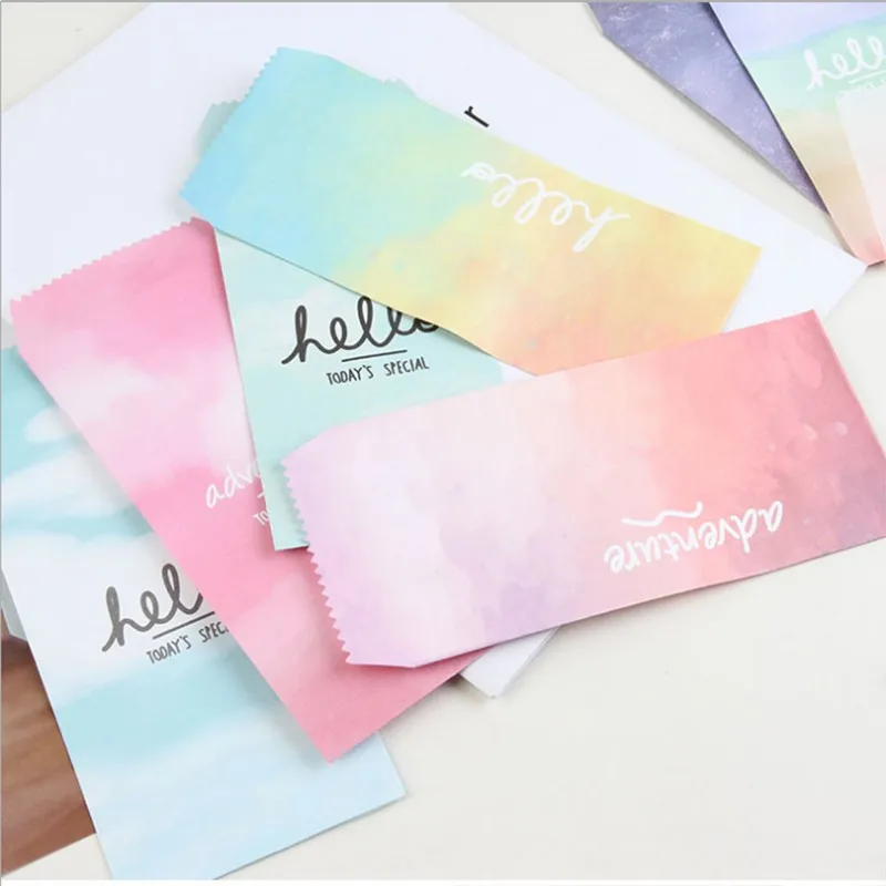 

Free shipping 150Pcs Watercolor gradient envelope office stationery writing paper stationery Valentine's Day gift