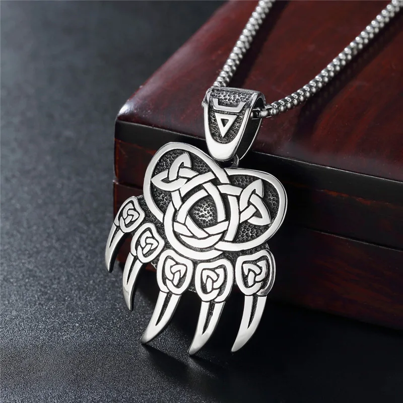 Нержавеющая сталь Celtics узлом в виде медвежьей лапы кулон ожерелье для мужчин и