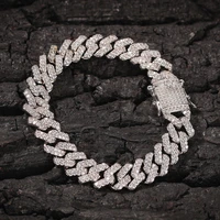 12mm cz chain bling bling iced out brass bracelet mirco pave prong setting male fashion hip hop jewelry bb004