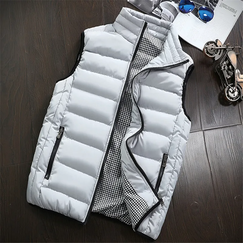 Grey Vest Men New Stylish Spring Autumn Warm Sleeveless Jacket Men Winter Waistcoat Men's Vest Casual Coats Mens Plus Size 5XL - Цвет: Grey