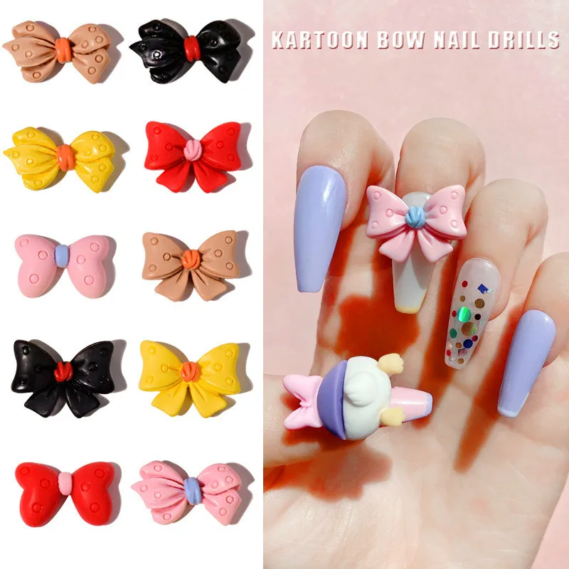

5pcs/lot New manicure bow ornaments three dimensional cute cartoon jewelry nail decoration manicure drill nails art