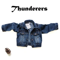 thunderers fashion childrens denim jacket spring autumn lapel single breasted loose casual boys girls trend toddler clothing