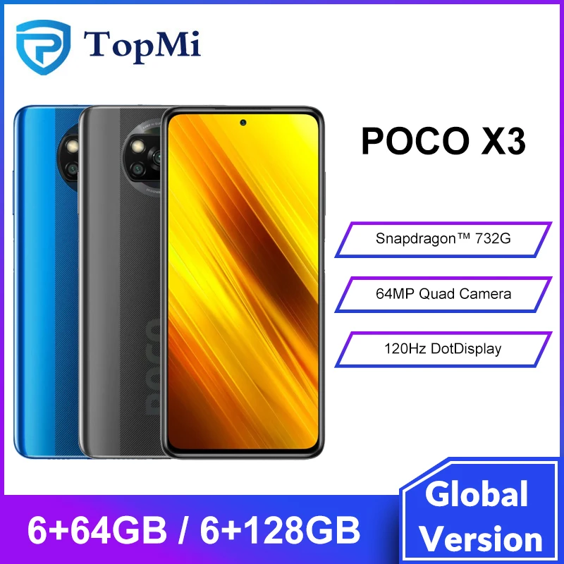 Смартфон глобальная версия Poco X3 NFC 6 ГБ 64 Гб/128 Восьмиядерный процессор Snapdragon 732G