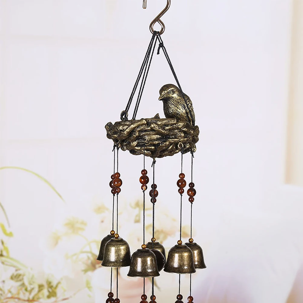 

Chimes Garden Birds And Nest Copper Tubes Bronze 12pcs Bells Hanging Ornaments Wind Bell Indoor Outdoor Home Decor Wind Bell