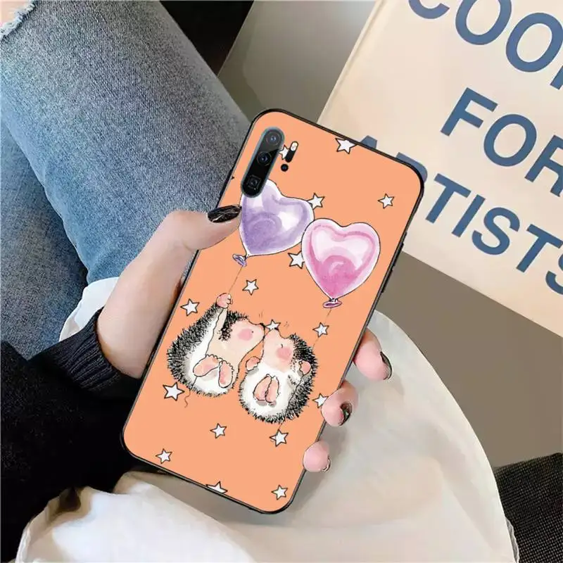 

Kawaii Hedgehog Heart Phone Case For Huawei honor Mate P 9 10 20 30 40 Pro 10i 7 8 a x Lite nova 5t