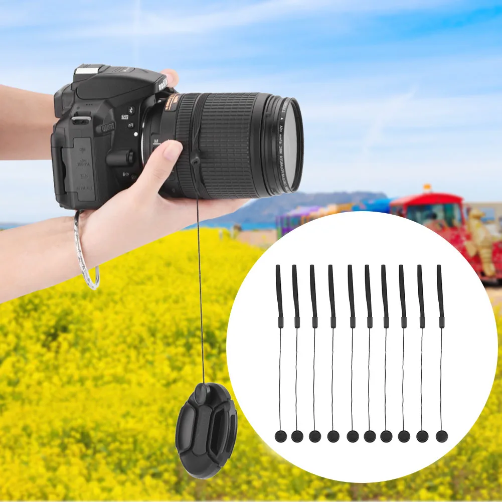 

Wear Resistant Plastic Hanging Easy Install Cap Keeper DSLR Camera Elastic Black Holder Anti Lost Protective Lens Cover Rope