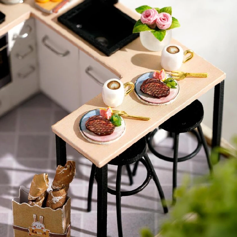 

DIY 3D Wooden Miniature Doll House Kit Modern Life Creative Building Assembly Model Cabin Christmas Birthday Gifts