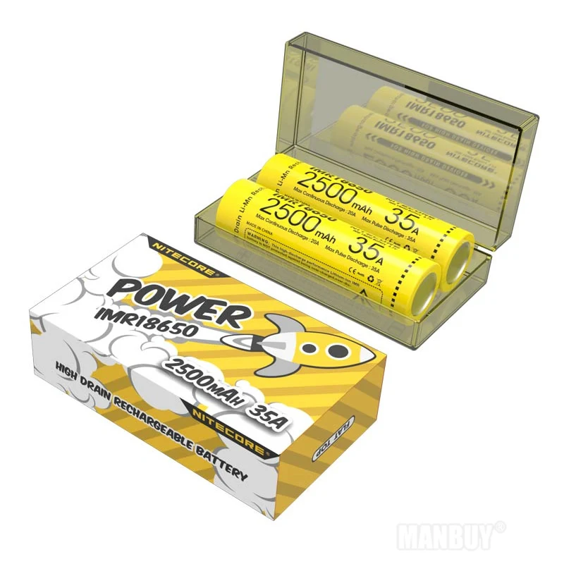 Аккумуляторная батарея NITECORE IMR18650 2500 мАч 35A 3 7 В литий ионная защита высокопрочные