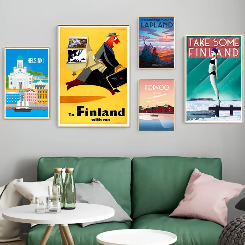 Путешествие в Финляндия скандинавские холщовые картины винтажные настенные
