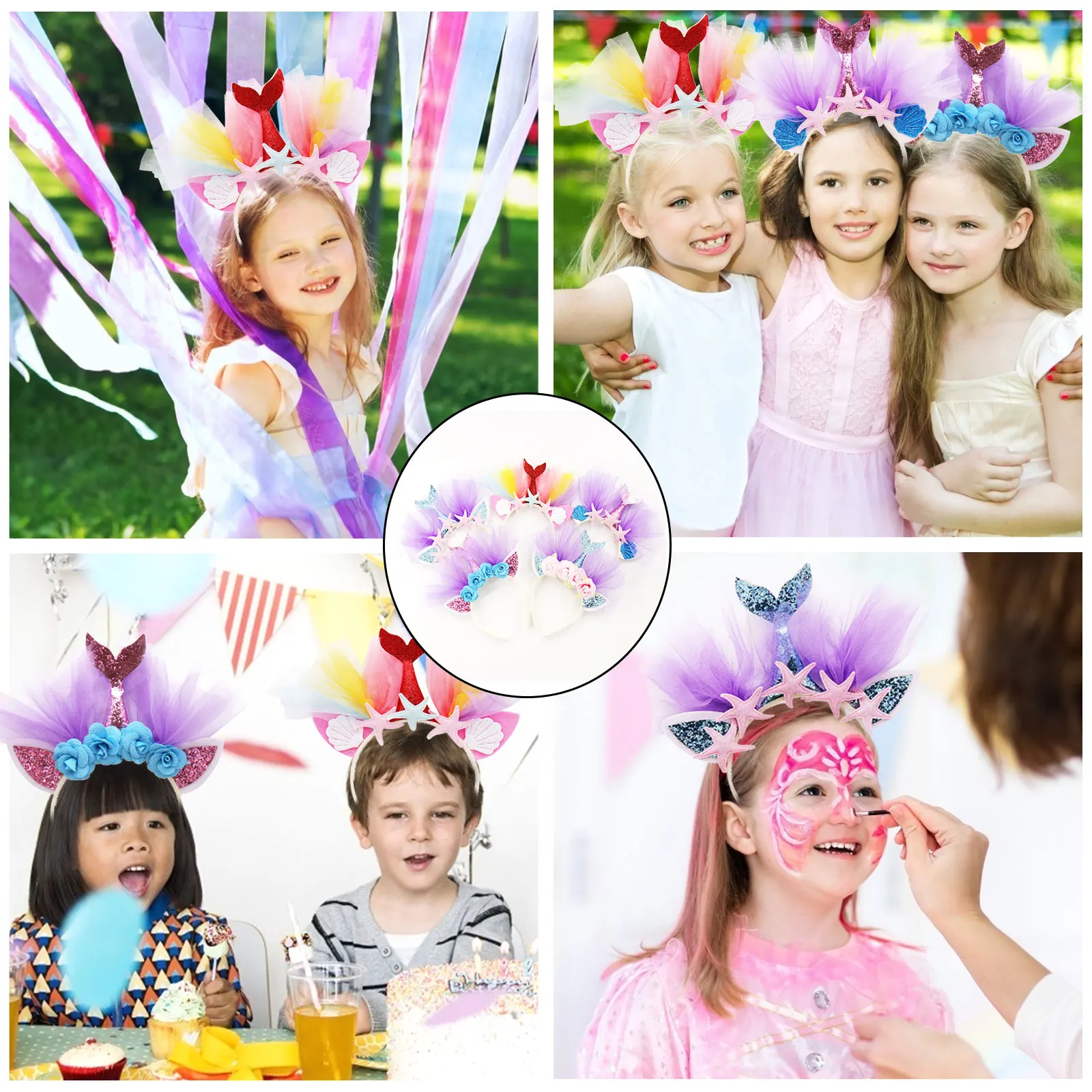 1 шт в лоте повязка на голову для Русалочки с блестками и виде морской звезды