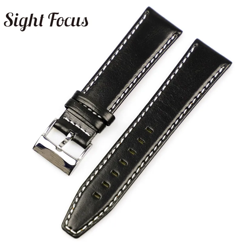 

22mm Leather Watchband for Tag_Heuer Breitling Watch Strap Men Wrist Band Belt Replacement Black Bracelet Wing Buckle Watch Male