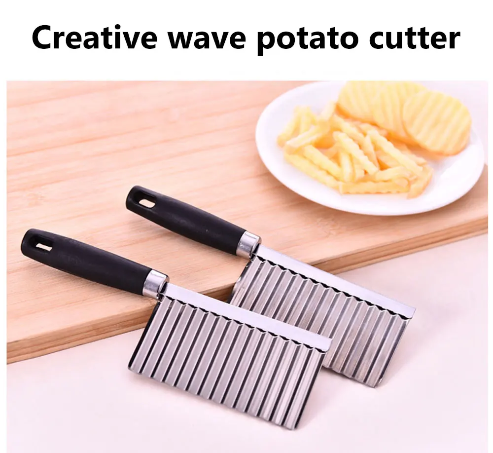 Potato French Fry Cutter Stainless Steel Kitchen Accessories Wave Knife Serrated Blade Chopper Carrot Slicer Vegetable Tools | Дом и сад