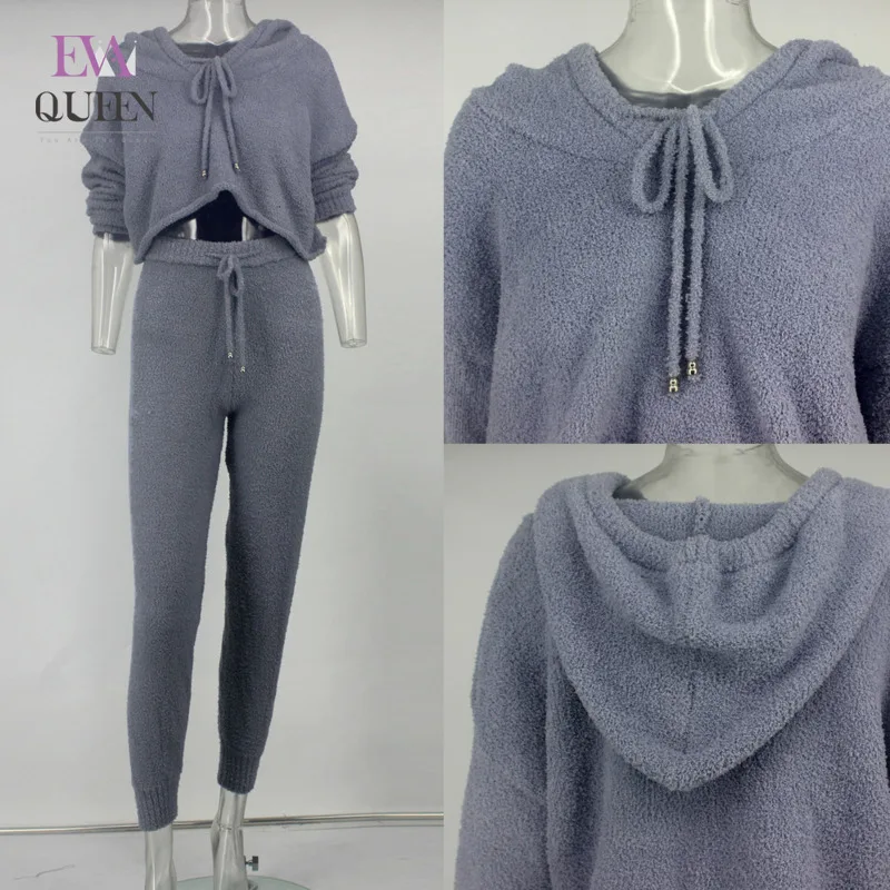 Сексуальный женский комплект EvaQueen из 2 предметов зима 2021 повседневная однотонная