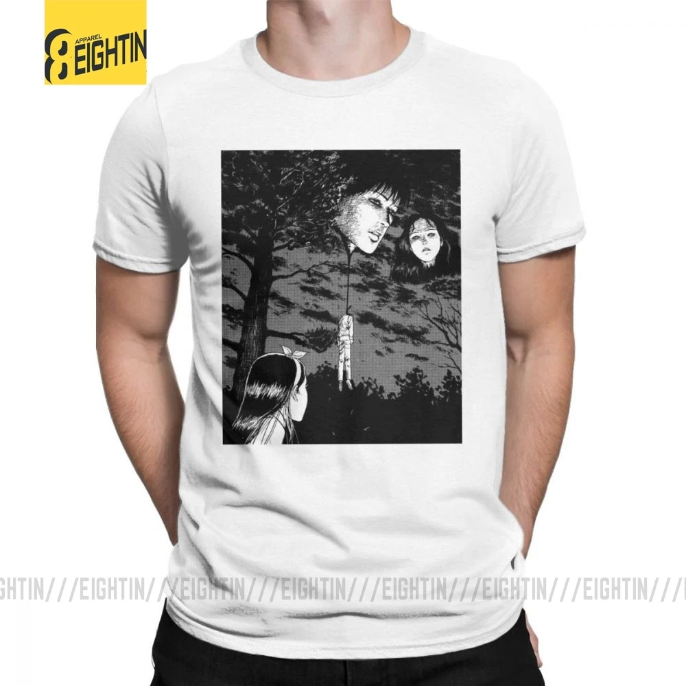 Футболки Junji Ito с аниме жутким мангой японские ужасы мужские топы Забавные