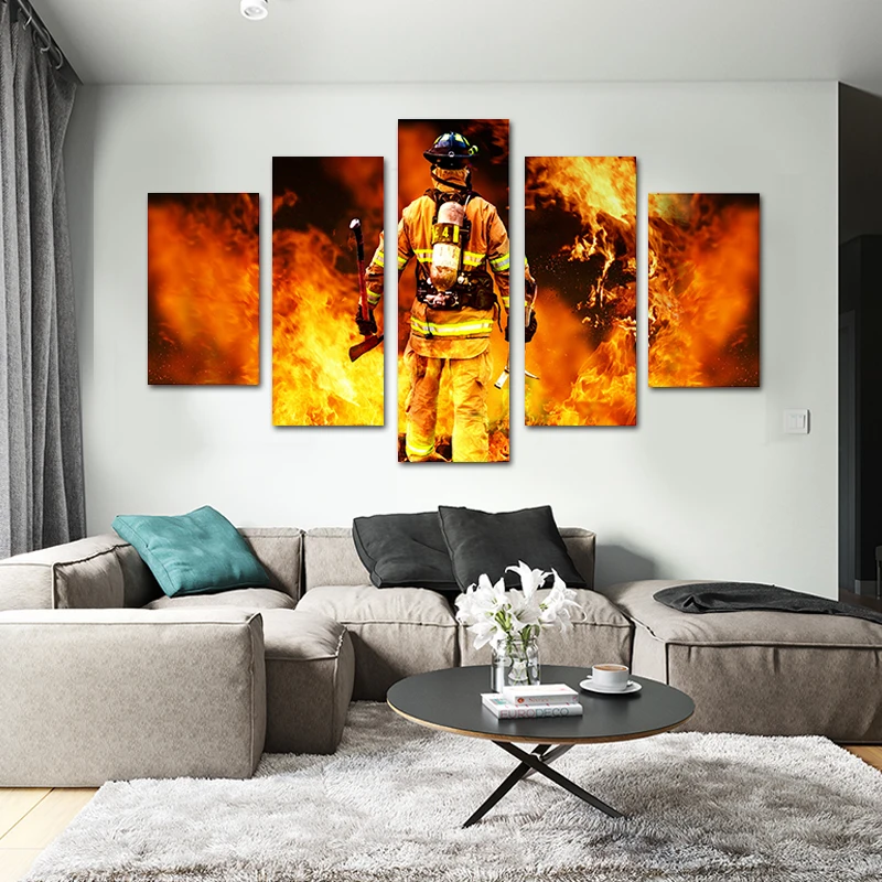 5 панель пожарный плакаты модульный фото Op холст стены искусства Thuis Woonkamer