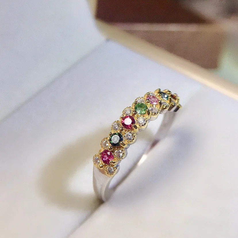 

Fashion Luxury Color Gem Stone Opening Ring Suitable for Women To Declare Wedding Banquet Jewelry Cocktail Party Ring