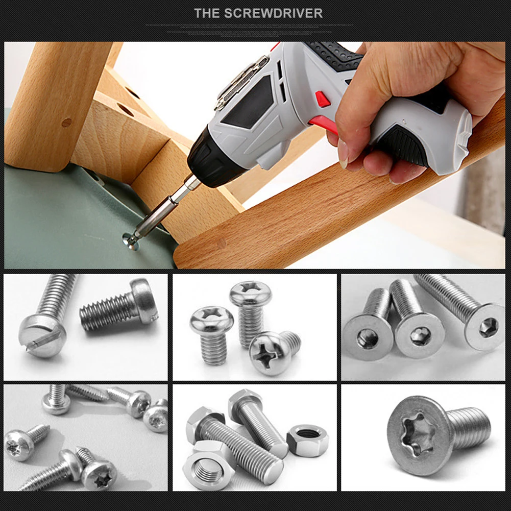 

4.8V Electric Screwdriver Cordless Drill with 45 Bits Mini Wireless Power with LED Light Multi-function House Power Tools