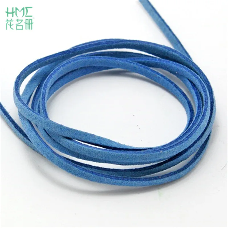 Blue Новое поступление 3 мм 1 м/лот 17 цветов плоская Искусственная Замша корейский бархат кожаный шнур DIY для браслета аксессуары для ювелирных изделий - Цвет: Blue