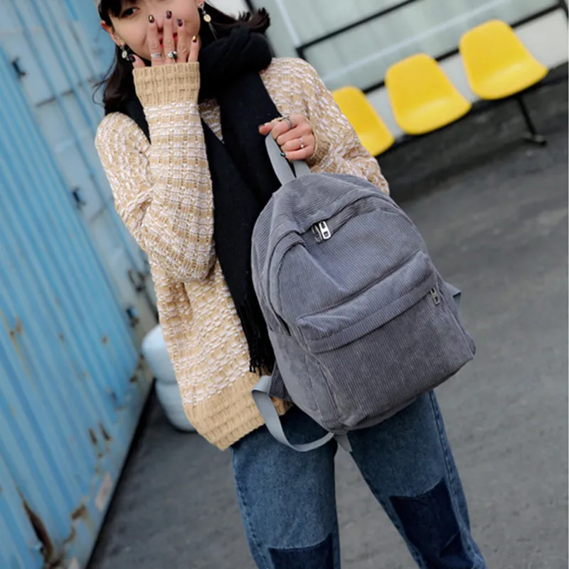 Рюкзак из мягкой ткани в стиле Преппи с дизайном из вельвета для девушек-подростков в школу, женский рюкзак для ноутбука.