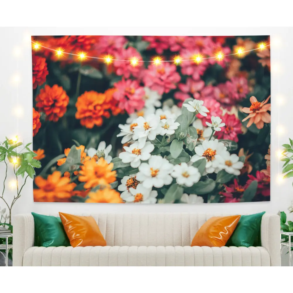 

Daisies and Hydrangea Flowers Bloom for Bedroom Photography Wall Decor Tapestry