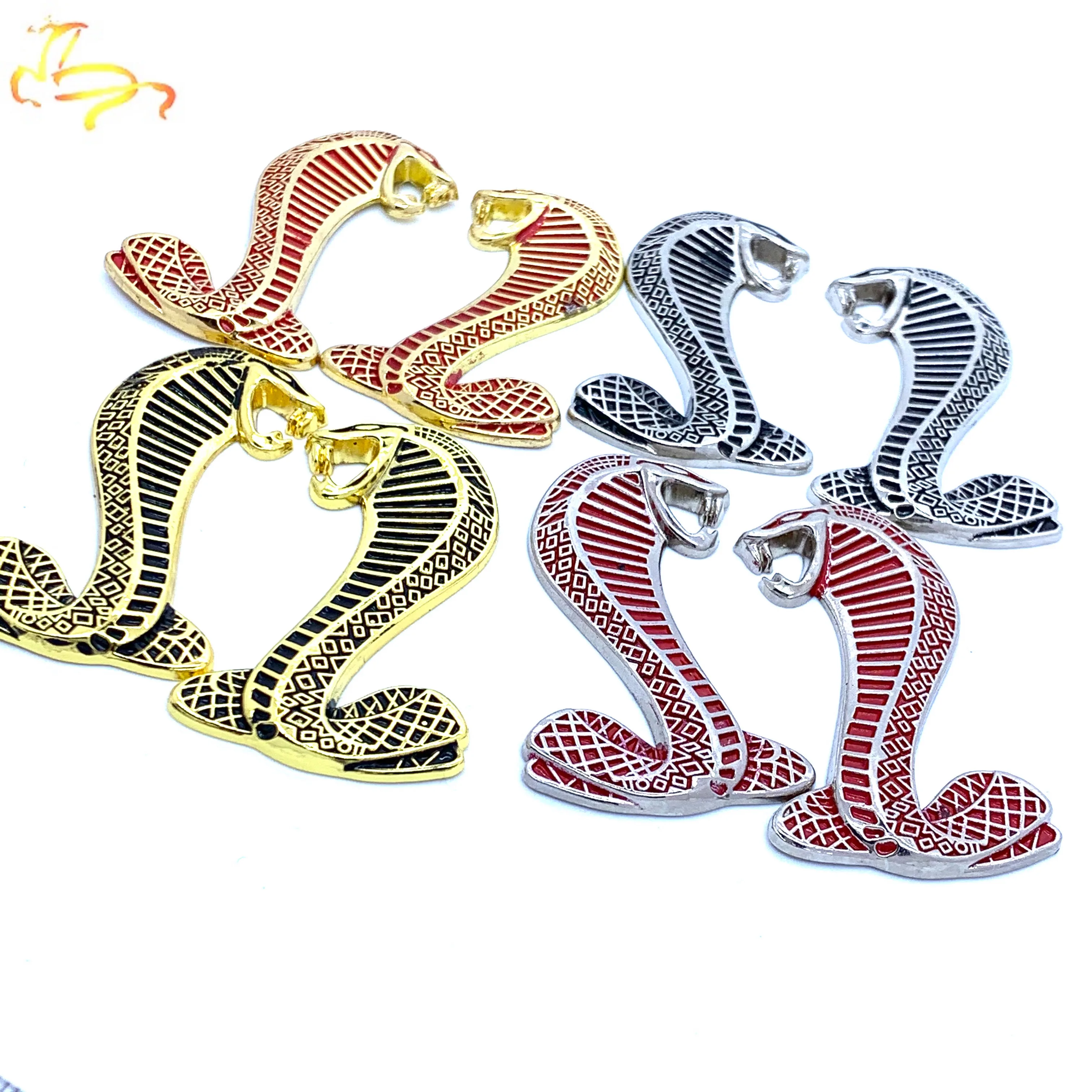 

2pcs Metal Sticker Mustang Snake Cobra Car Front Grille Emblem Side Fender Rear Trunk Sticker Grill Badge for Mustang Shelby GT