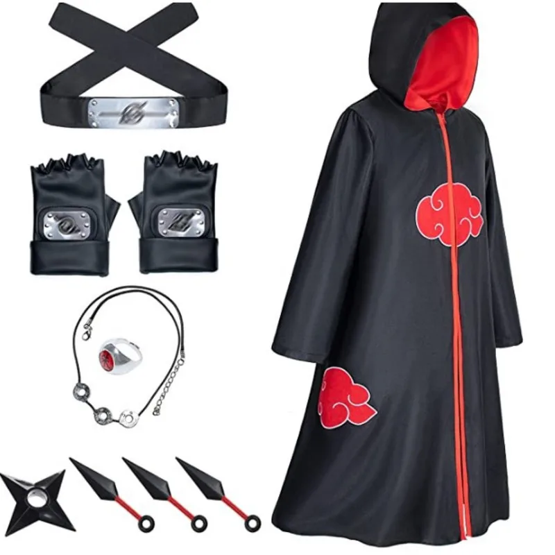 Кимоно накидка Akatsuki Uchiha Tobi Obito маска для косплея аксессуары Хэллоуина ожерелье из