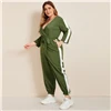 SHEIN плюс размер цветной блок Surplice передний комбинезон с поясом женский весенне-осенний Повседневный v-образный вырез длинный рукав спортивные длинные Комбинезоны