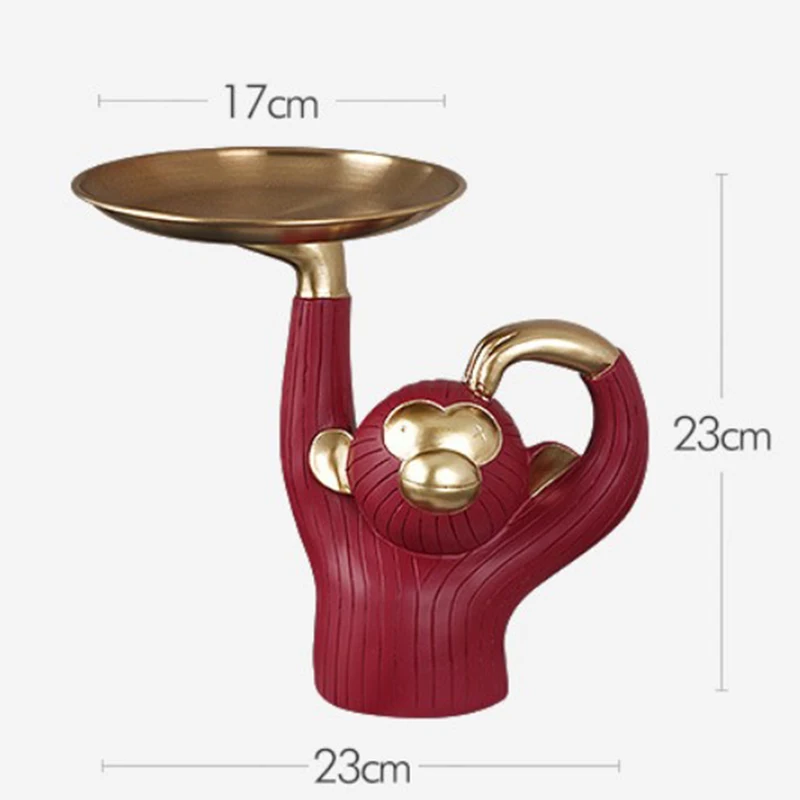 

Creative Home Crafts Nordic Light Luxury Resin Monkey Ornaments Living Room Coffee Table Fruit Key Storage Tray Soft Decoration